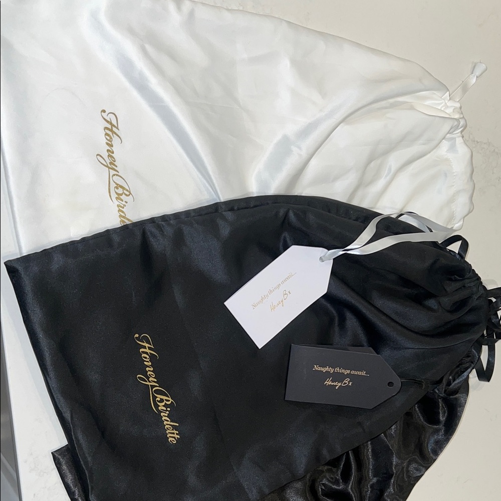 Honey Birdette Luxurious Black and White Satin Pouches